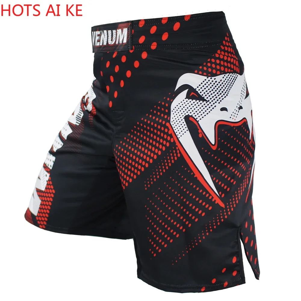 Snake head Shorts Men Running MMA Shorts Quick Dry Workout Bodybuilding Gym Spandex Sports Jogging Pocket Tennis Training Shorts