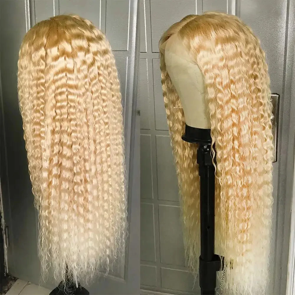 

Парик Wiggogo 613 блонд на сетке спереди, вьющийся парик на сетке спереди из человеческих волос, бесклеевые парики, фронтальный парик с глубокой волной, 13X6 Hd, парик на сетке спереди