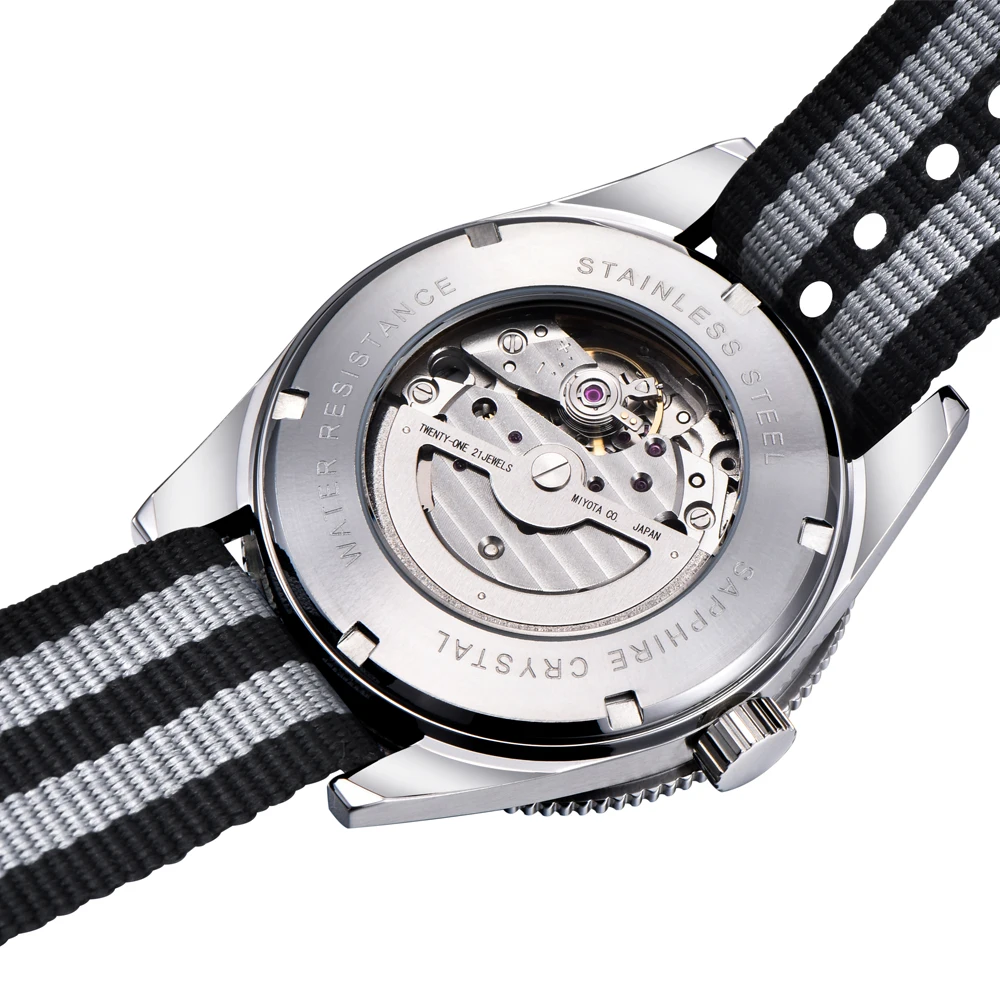 41MM Sapphire Glass 100m Waterproof MIYOTA Japan NH35A ST1612 Automatic Luminous Mens Watch Nylon/Leather Sport Strap