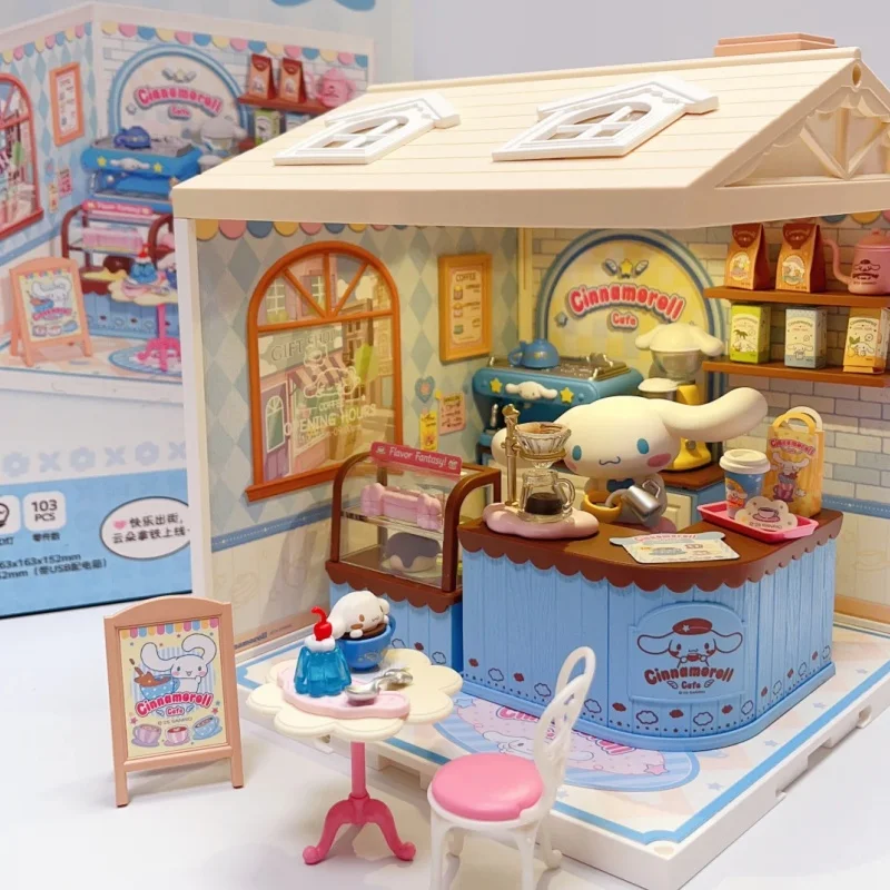 Rolife Sanrio 슈퍼 월드 시리즈 빌딩 블록 헬로 키티 시나모롤 룸 조립 모델 데스크탑 장식품 어린이 선물