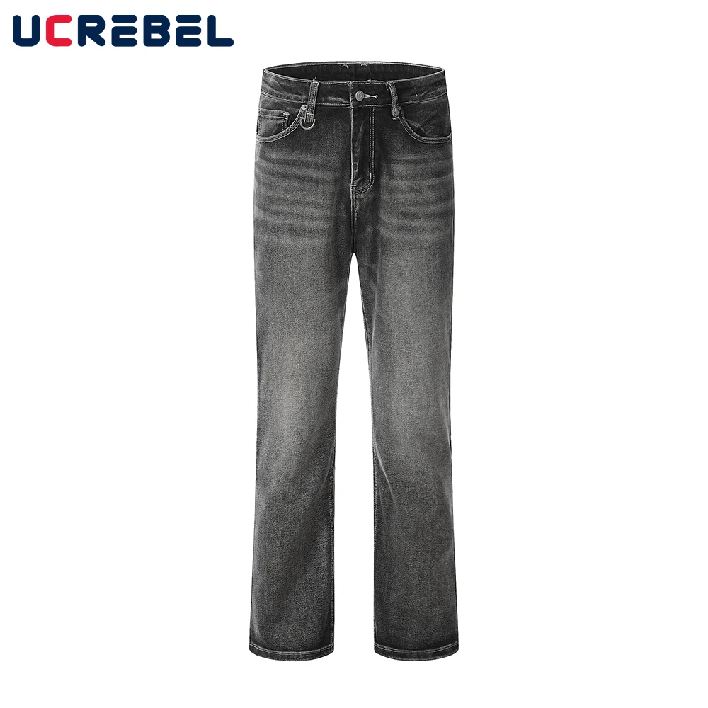 

Retro Washed Black Jeans Mens Streetwear Loose Straight-leg Pants Men Trousers