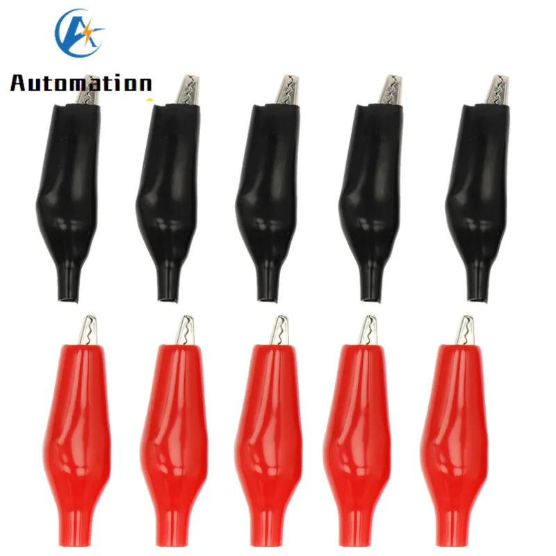 Alligator Clips Test Probes Test Clip Test Hooks Clips 10 Pcs 28MM 35MM 44MM Black Red Soft Plastic Coated Testing Probe Mini Alligator Test Clips