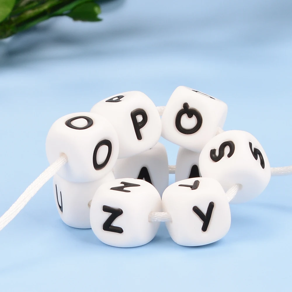 LOFCA 12 mm 100 Stück Silikon-Buchstabenperlen in Lebensmittelqualität, BPA-frei, lose Alphabetperlen für personalisierte Namens-DIY-Schmuckzubehör – Detail 19