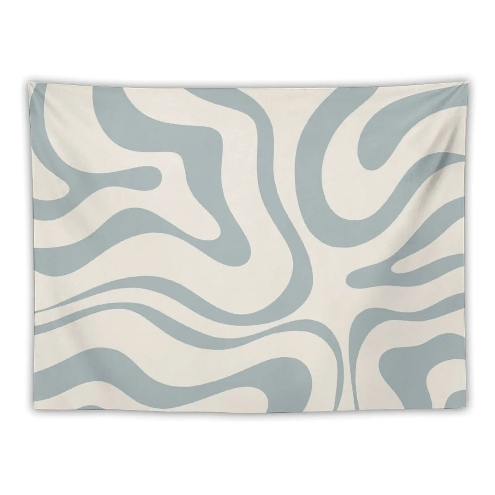 

Modern Retro Liquid Swirl Abstract Pattern in Light Blue-Grey and Cream Tapestry Kawaii Room Decor Wall Decoration Tapestry