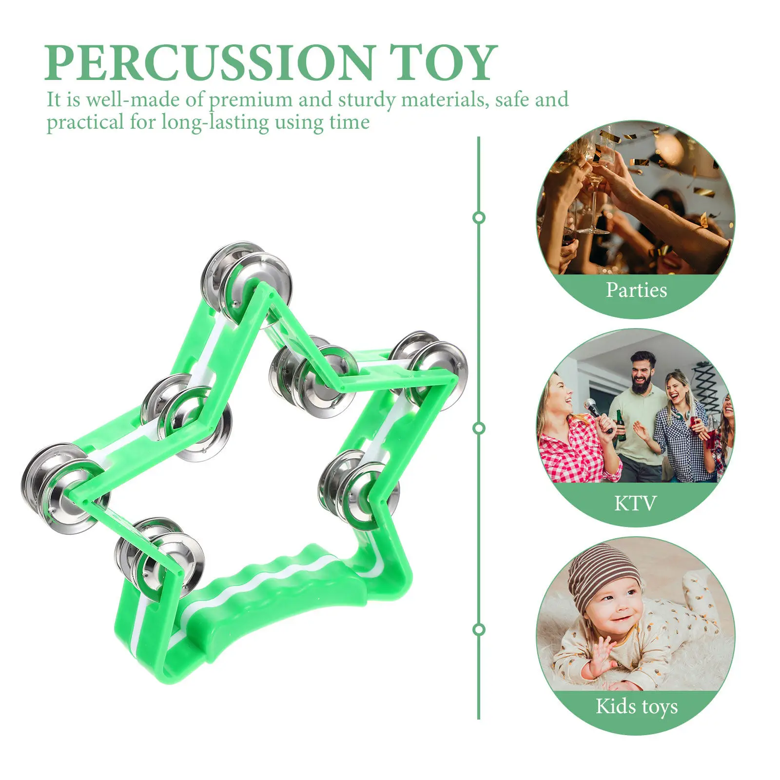 핸드 쉐이킹 벨 펜타그램 뮤지컬 리듬 타악기 응원 소품 감각 발달용 딸랑이 휴대용 벨