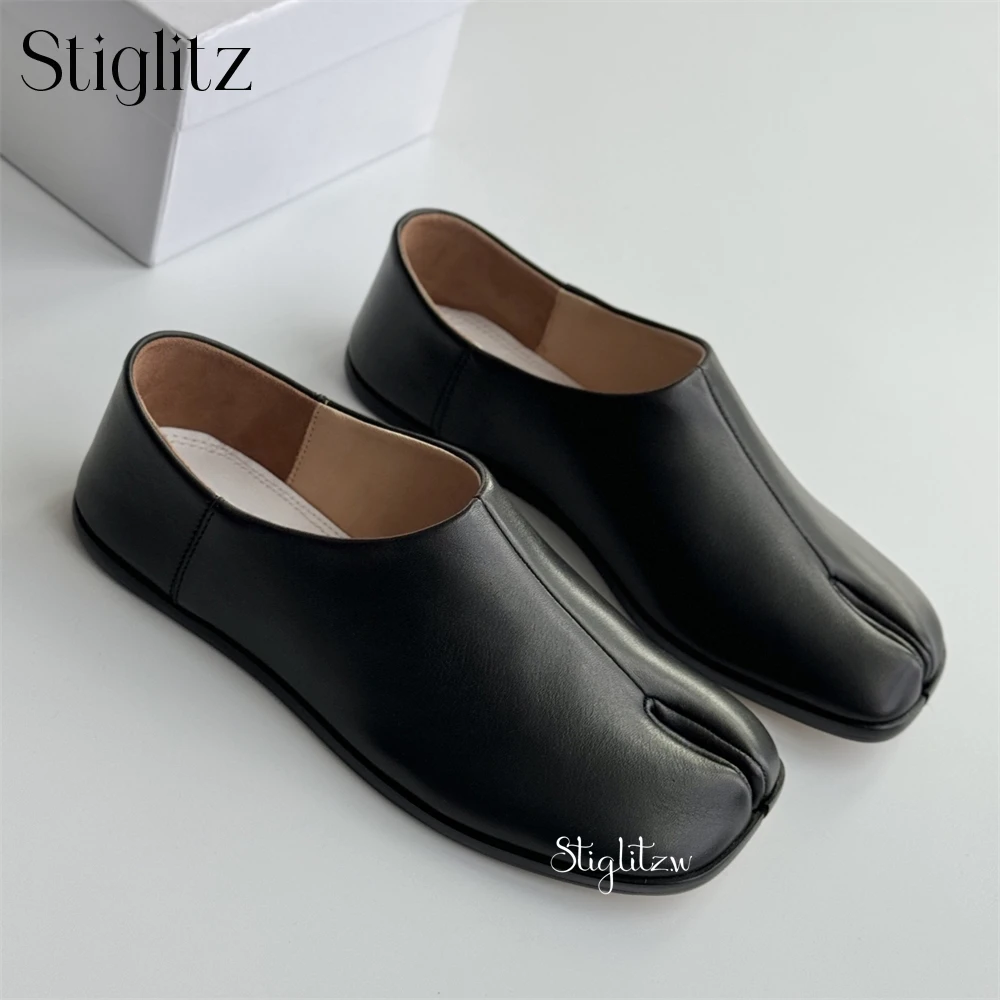 Slip-On Tabi Shoes for Men Black Patent Leather Comfortable Flats Multi-Color Brown Handmade Men's Shoes Wedding Banquets