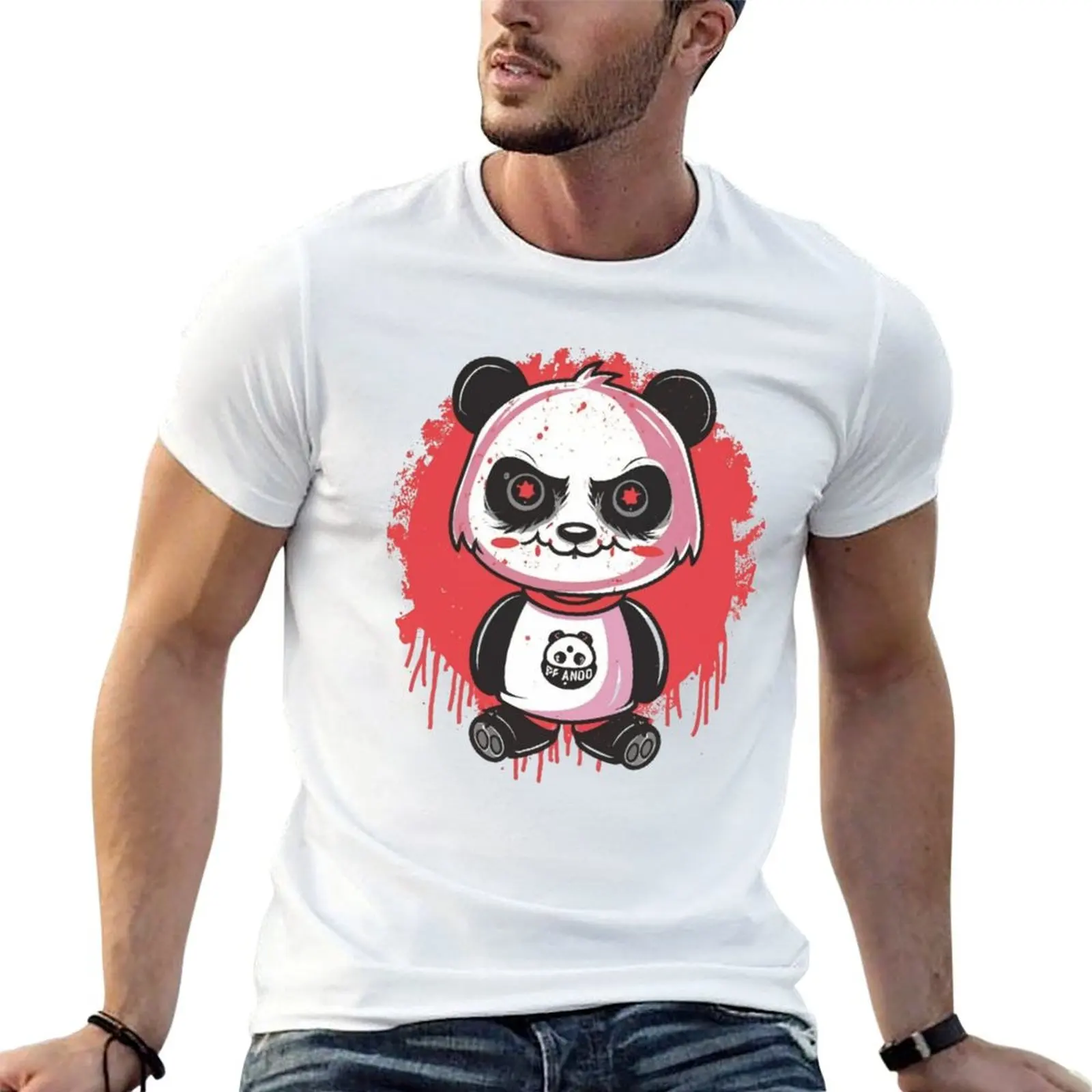 

Cute Scary Panda T-shirt tops plain blanks new edition t shirt men