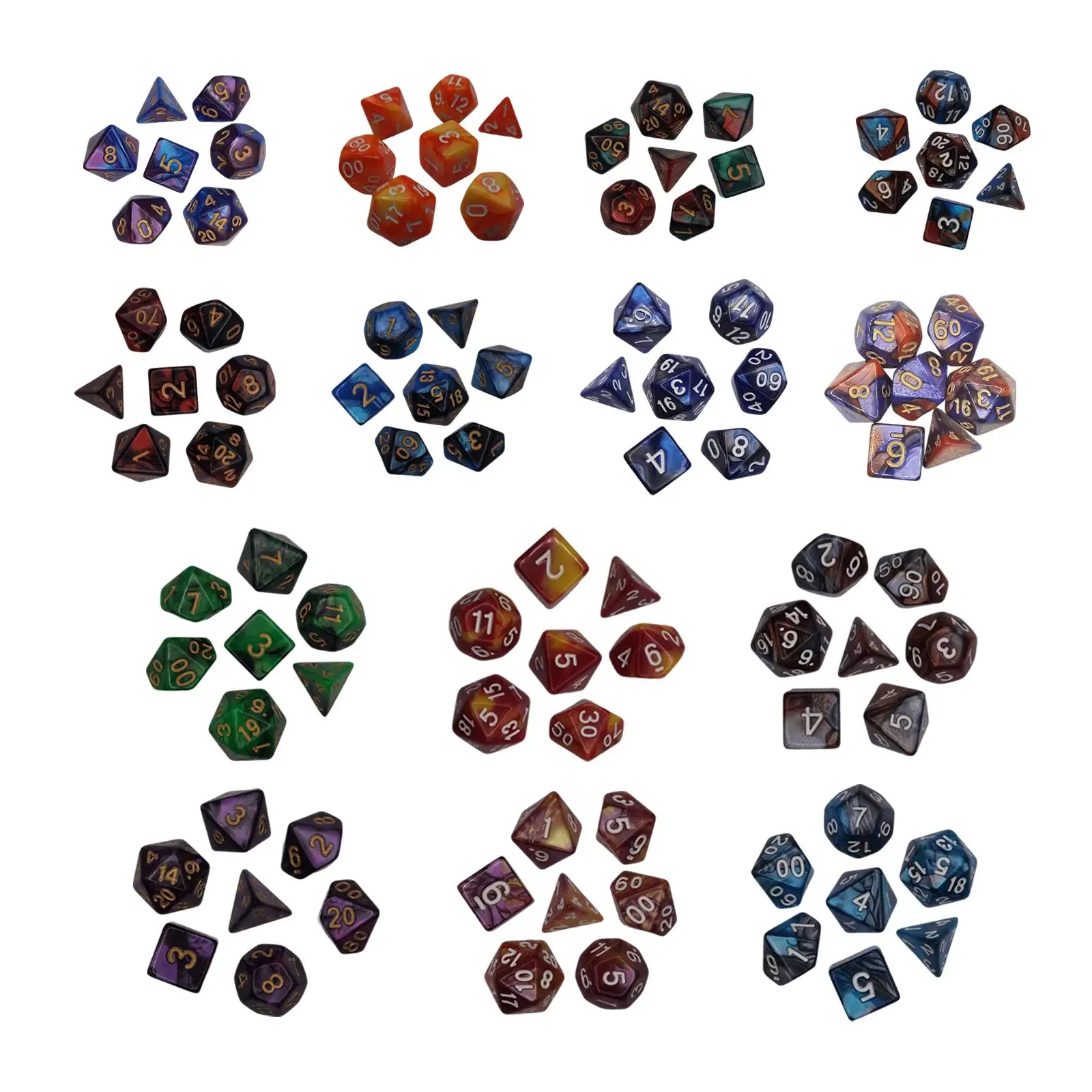 

7Pcs Colorful Polyhedral Dices D6 D4 D8 D10 D12 D20 for Table Board Games