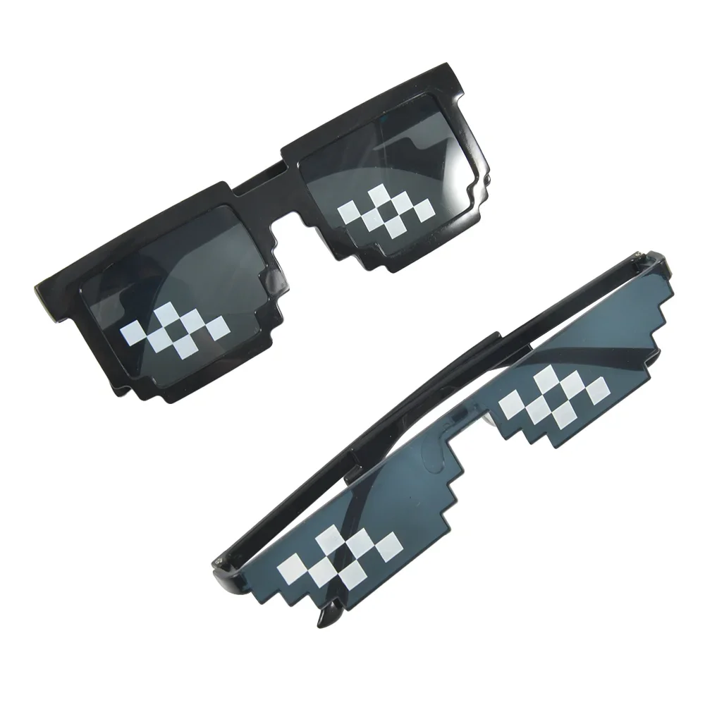 Funny Sunglasses Pixelated Men Women Party Eyeglasses Mosaic Glasses Flat Sunglasses