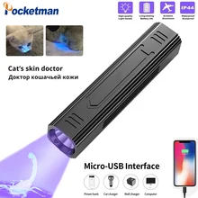 

white/UV light Portable power bank with Flashlight Mini Torch Lanterna Lamp With USB Cable Rechargeable Waterproof Torch