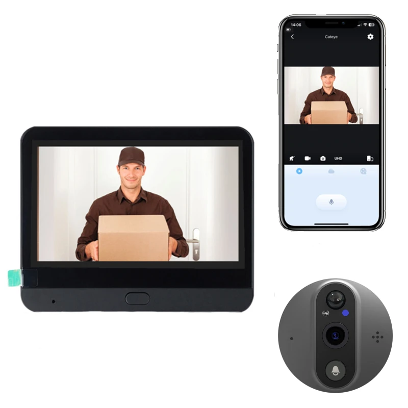 Wifi Electronic Cat Eye Peephole 4.3 Inch Color Screen Graffiti Visual Camera Night Vision 1080P 2.4G Smart Home Outdoor Camera