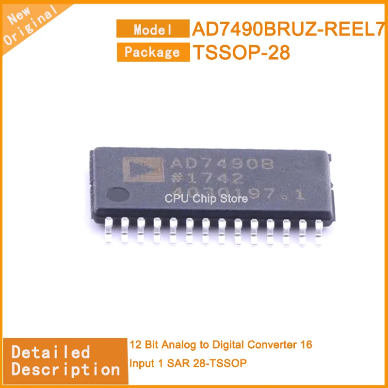 

5Pcs/Lot New Original AD7490BRUZ-REEL7 AD7490BRUZ 12 Bit Analog to Digital Converter 16 Input 1 SAR 28-TSSOP