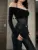 Long Sleeve Top Womens Halter 2025 Casual Tee Shirt Gauze Trendy Off Shoulder T Shirts Femme Y2k Crop Top Streetwear Party Club