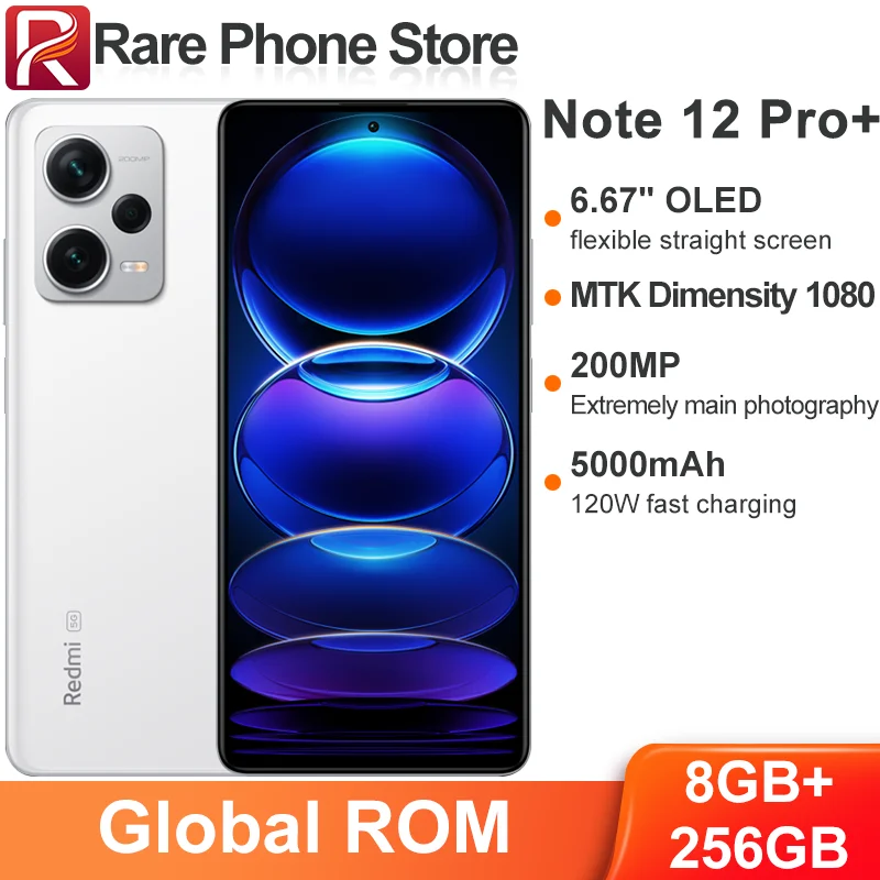 Global Rom Xiaomi Redmi Note 12 Pro + 8Gb + 256Gb Mtk Dimensity 1080Mtk Dimensity 1080 200Mp + 16Mp Fotocamera 6.67 "Schermo Oled 120W 500