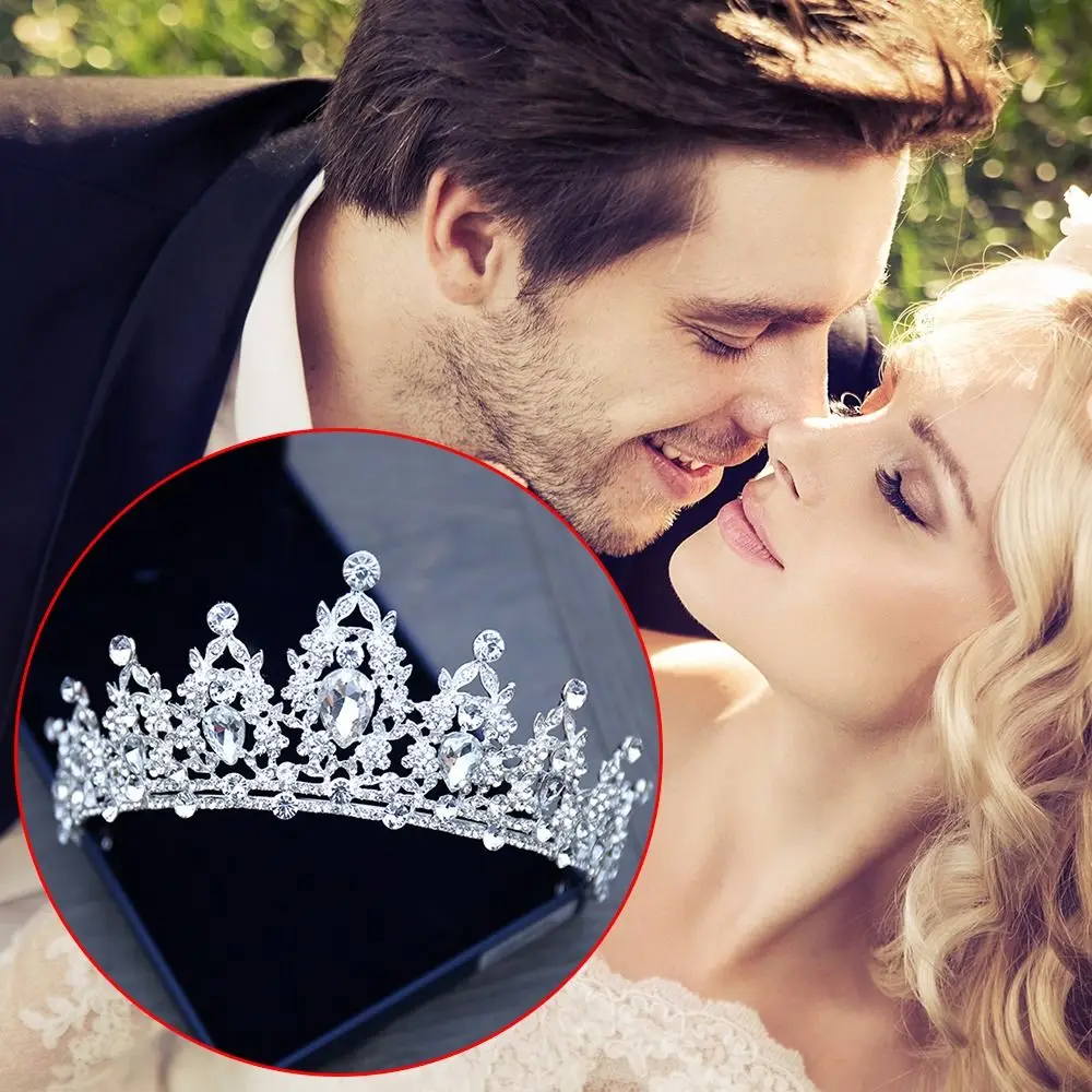 

Bridal Hair Accessories Bride Headbands Crystal Headband Silver Tiara Crown Princess Rhinestone Crown with Combs