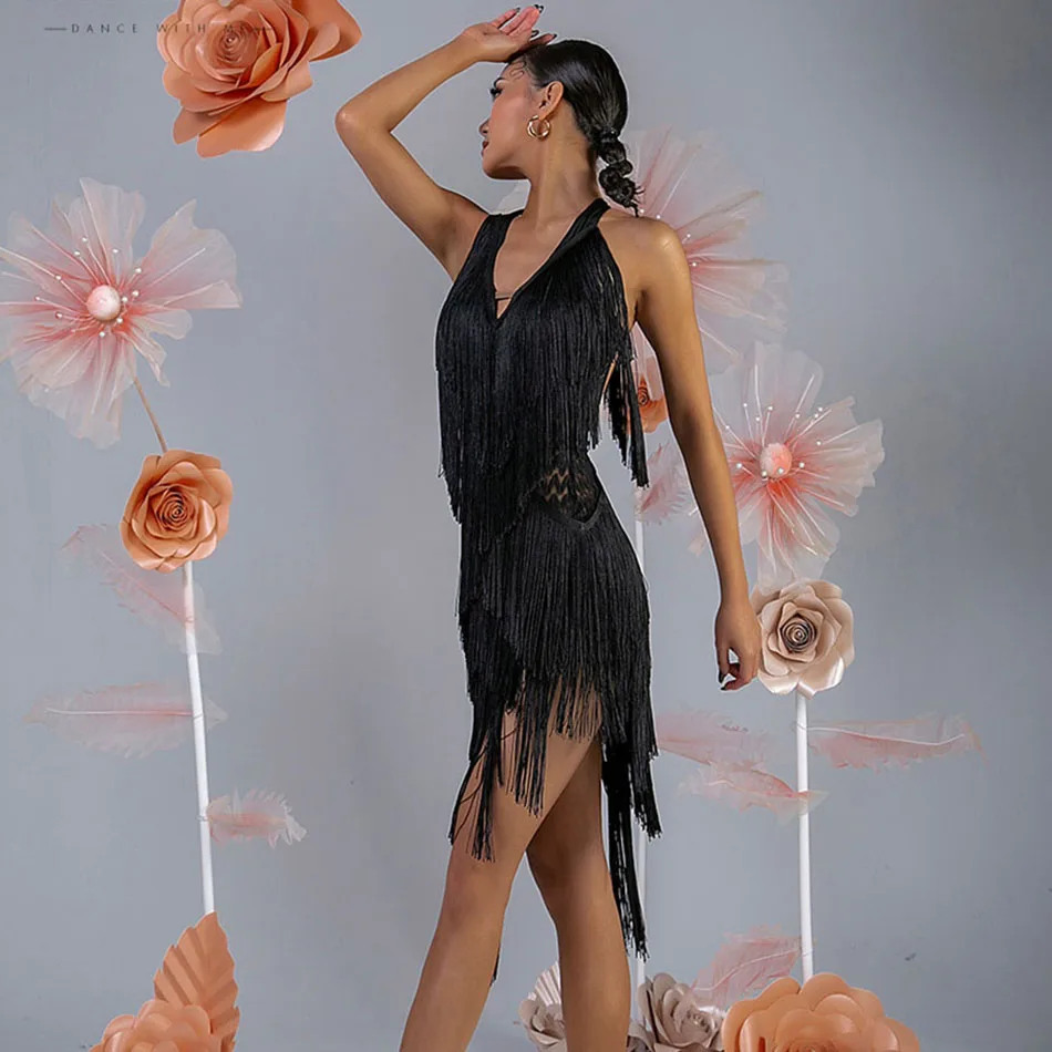 Tassel Sleeveless Design Female Latin Dance Dress for Women Dress  Competition Ballroom Dancing Costume W23A205 - AliExpress 200000532