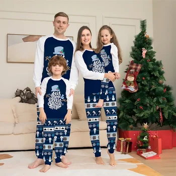 Christmas Pajamas Family Matching Outfits Adult And Kids Clothes Tops+Pants Xmas Sleepwear Sets Newborn Baby Boy Girl Jumpsuit 1