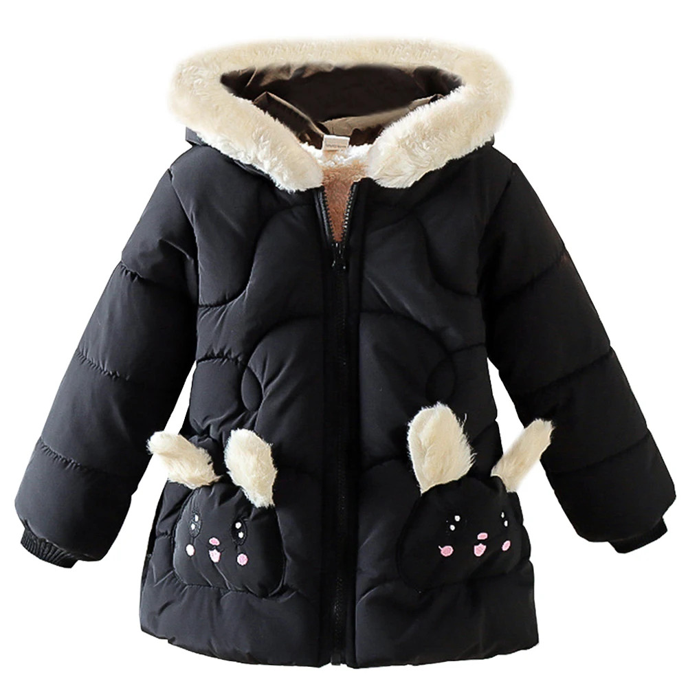 

Toddler Girls Down Coat Cartoon Kids Puffer Jacket Hooded Plush Lined Children's Warm Cotton Padded Quilted Coat Winter Snowsuit