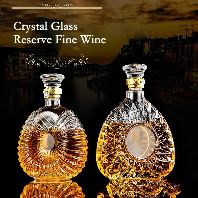 Wine Aerator Pourer Wine Aerator Decanter 800-1000ml Square Decanter Dispenser Crystal Glass Bottle Wine Screw Cap Aerator Mirror Jug Gift Bar Decoration