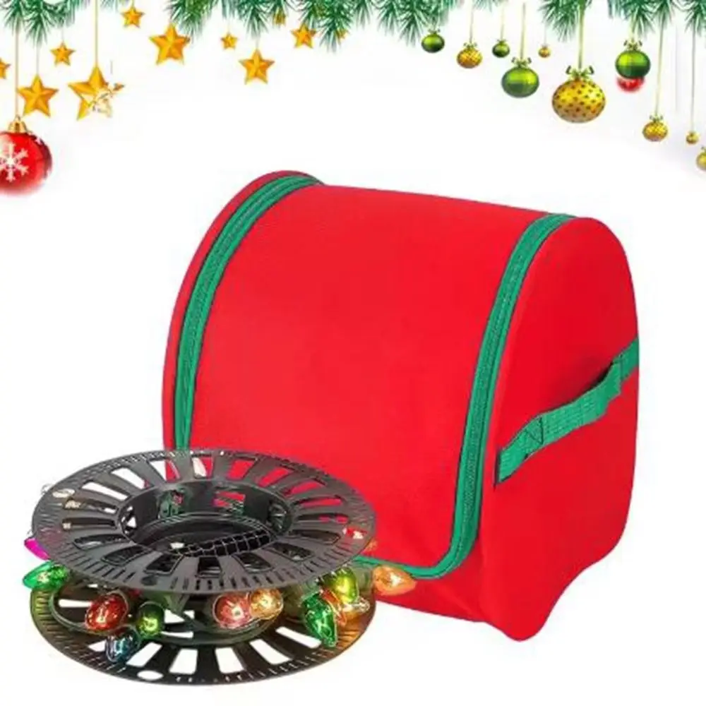 Cloth Christmas LED Light Storage Bag Red Large Capacity Holiday Light Organizer Waterproof Tear-resistant Christmas Storage Bag