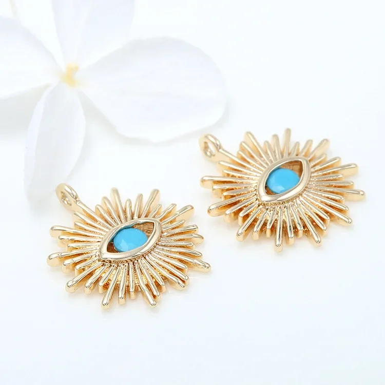 (1871)4PCS 12MM Loch 1,5MM 24K Gold Farbe Messing mit Zirkon Auge Charm Anhänger für DIY Schmuck Machen Erkenntnisse Zubehör – Detail 32