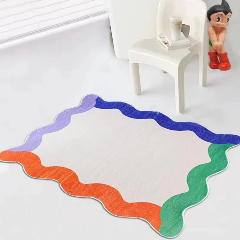 

Nordic style carpets for living room irregular bedroom decor bedside carpet home cloakroom plush floor mat thicken washable rug