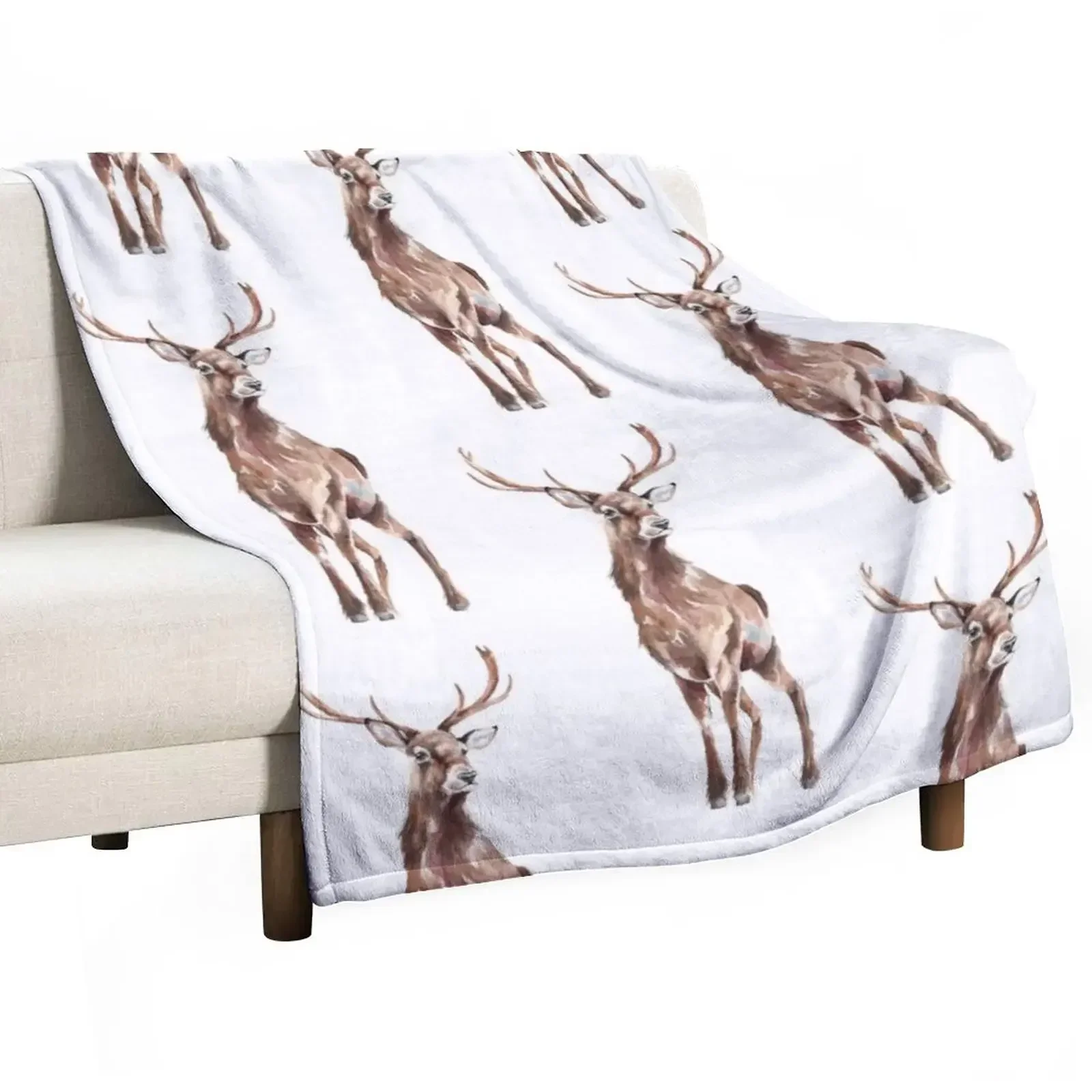 

Stag Watercolour Throw Blanket Multi-Purpose Luxury Throw Blankets