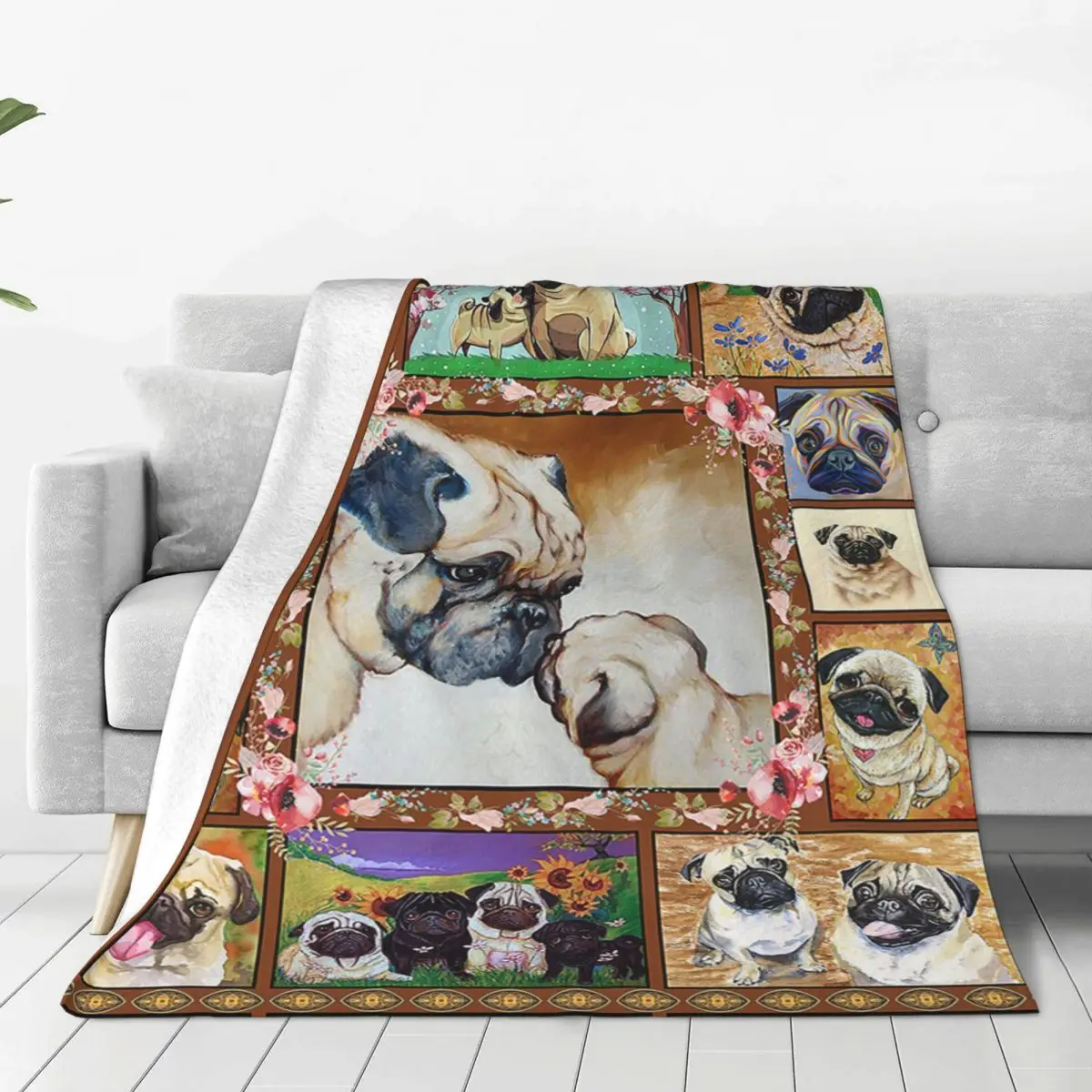 

Christmas French Bulldog Dog Knitted Blankets New Year Fleece Throw Blanket Summer Air Conditioning Portable Soft Warm Bedspread