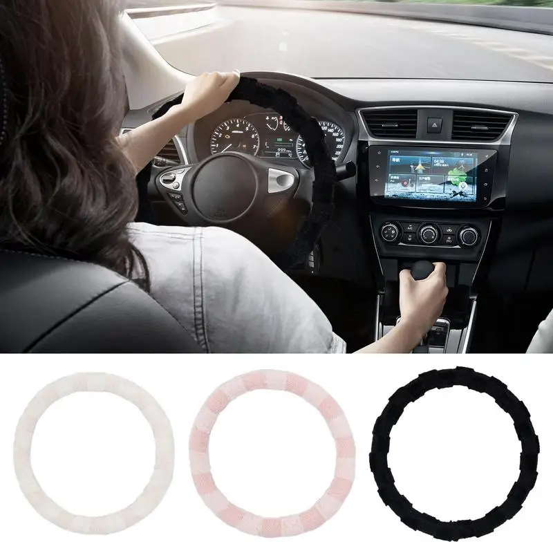 

Fluffy Steering Wheel Cover Car Decoration Universel Anti Slip Luxury Furry With Inner Ring Fashion Plush Interior Accesserios