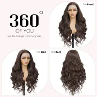 Perruque Lace Frontale 13x4 Body Wave Marron Chocolat HD 220 Densité, Perruques Frontales 13x6 Brésiliennes en Cheveux Humains Remy pour Femmes 3