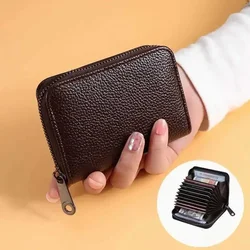Vintage Leather Multi-Slot Card Holder and Coin Pouch Wallet (Coffee-9card)