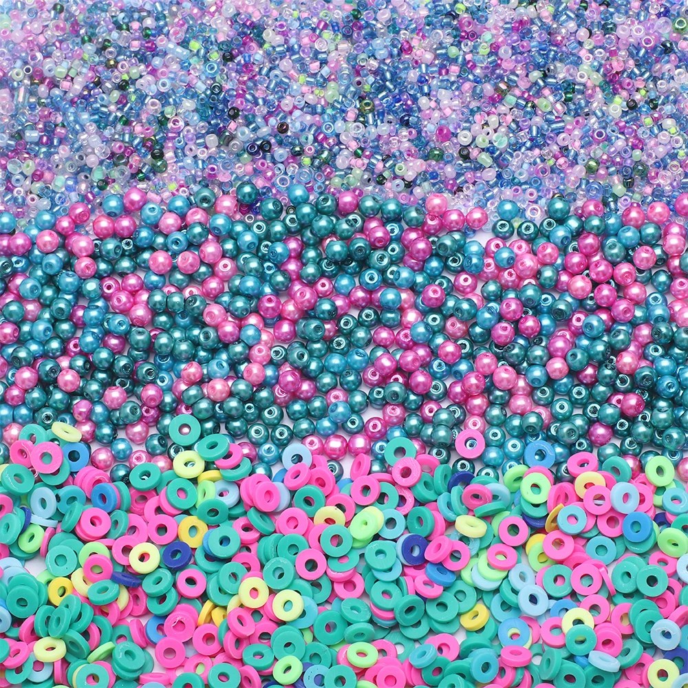 

30g Random Mixed 6mm Polycaly Clay Beads 2-3mm Seedbeads 4mm Glass Pearl For DIY Making Jewelry Necklace Bracelets Accessories