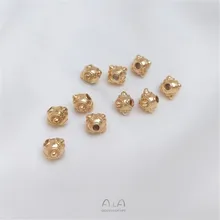  14K gold color 5.5mm retro four-corner loose beads dragonfly eye partition beads diy bracelet earrings jewelry accessories 