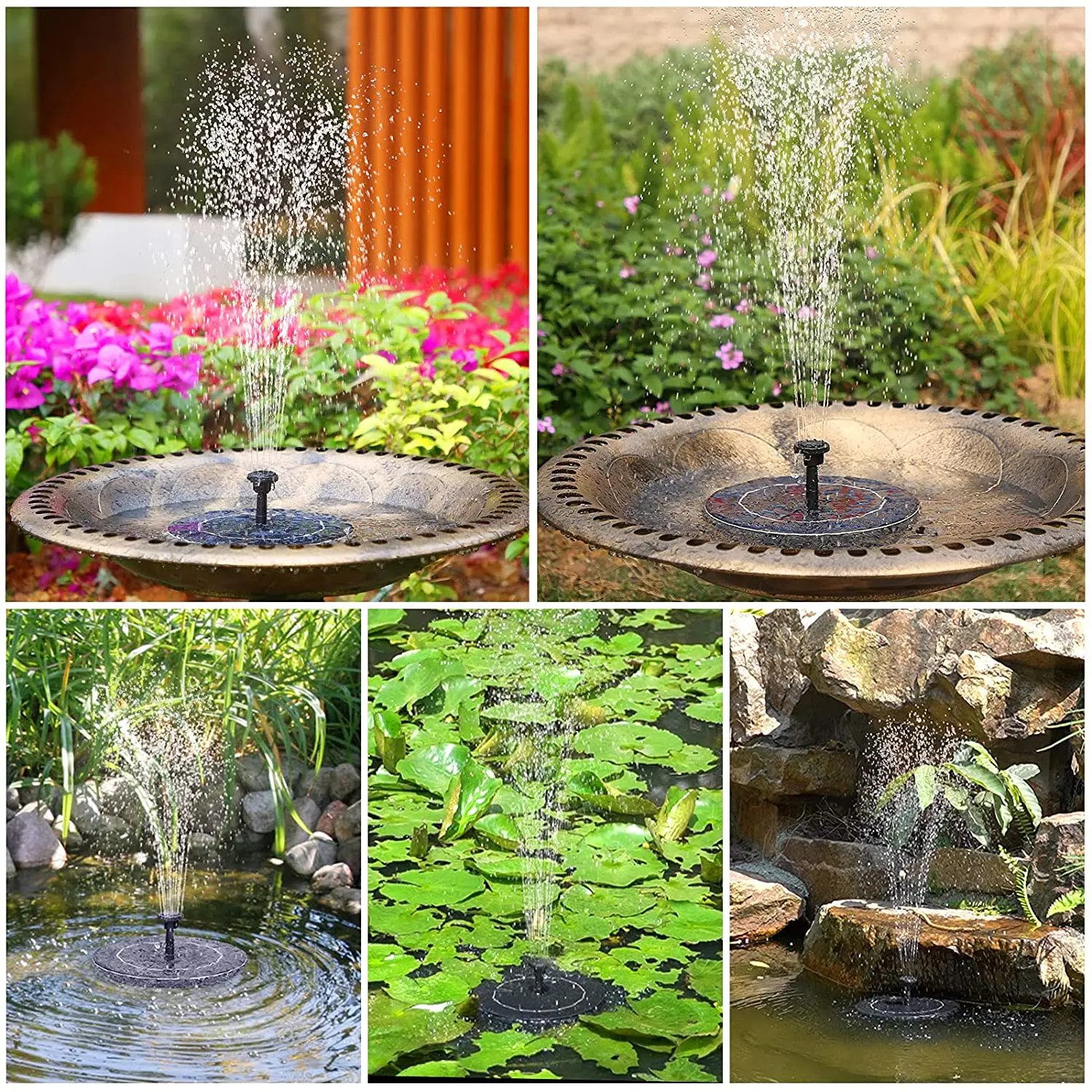Outdoor Garden Bird Bath Copper with 2.5W Solar Fountain Just Solar