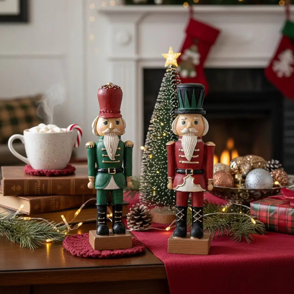 Cartoon Christmas Resin Nutcracker Handcrafted Standing Nutcracker Soldier Ornament Hand Painting Pendant