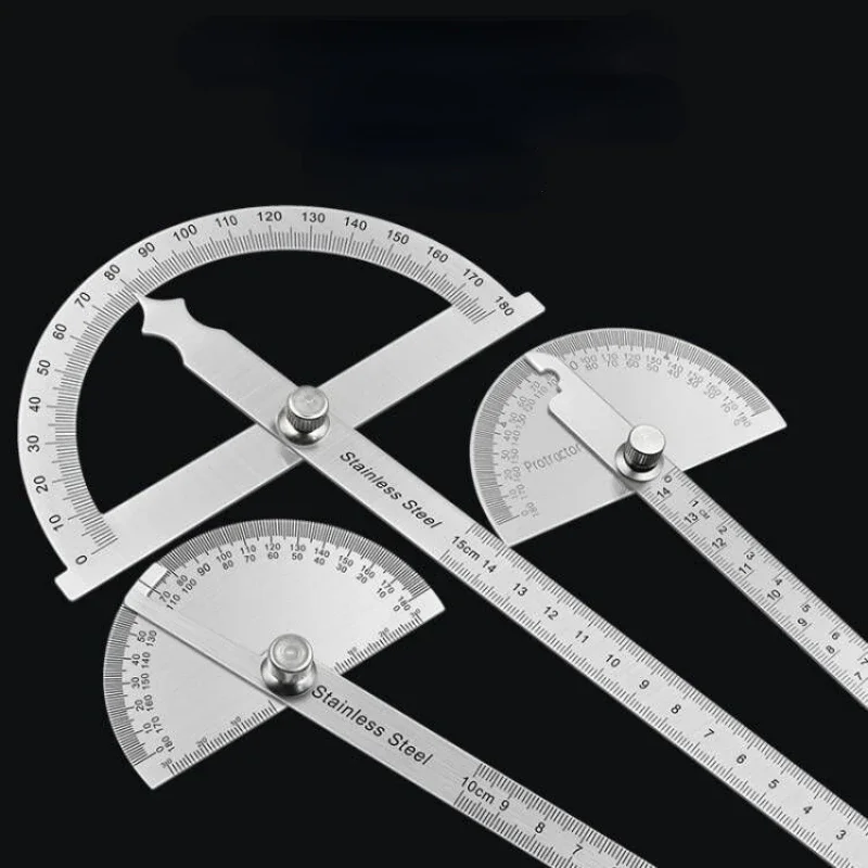180 Degree Protractor Metal Angle Finder Goniometer Angle Ruler Stainless Steel Woodworking Tools Rotary Measuring Ruler 100-150