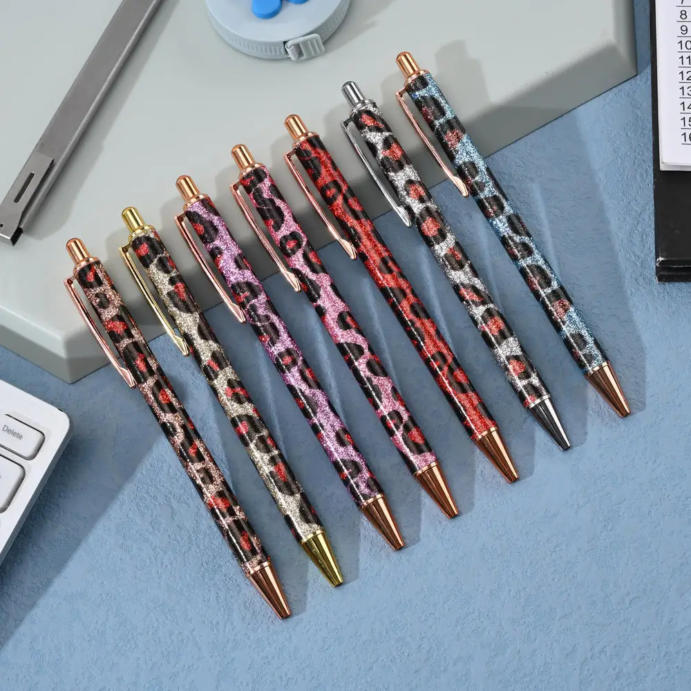 ヒョウ柄ボールペン,1.0mm,金属,キラキラ,ゴールド,プレス