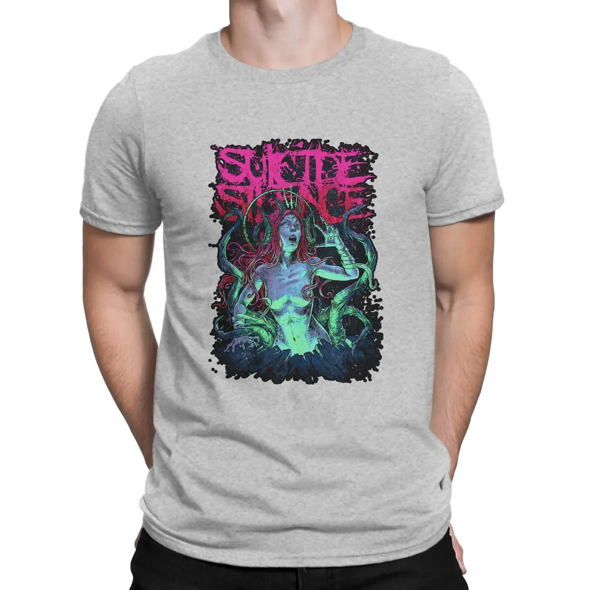 thumbnail image 1 of Camiseta única de banda de rock retro "Suicide Silence Leisure", camiseta para hombres y mujeres, 1 of 7