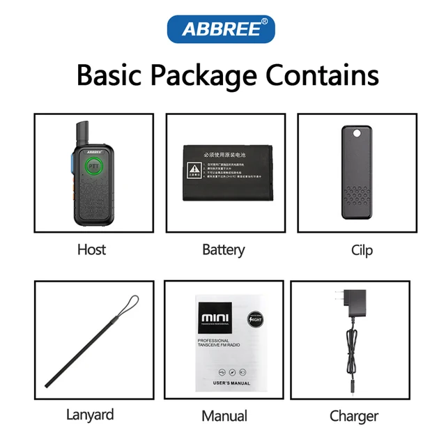 Mini Walkie Talkie ABBREE AR-M3 UHF Long Range Dual PPT USB Charging Portable Communicator Two way Radio For Hotel Hunting 5