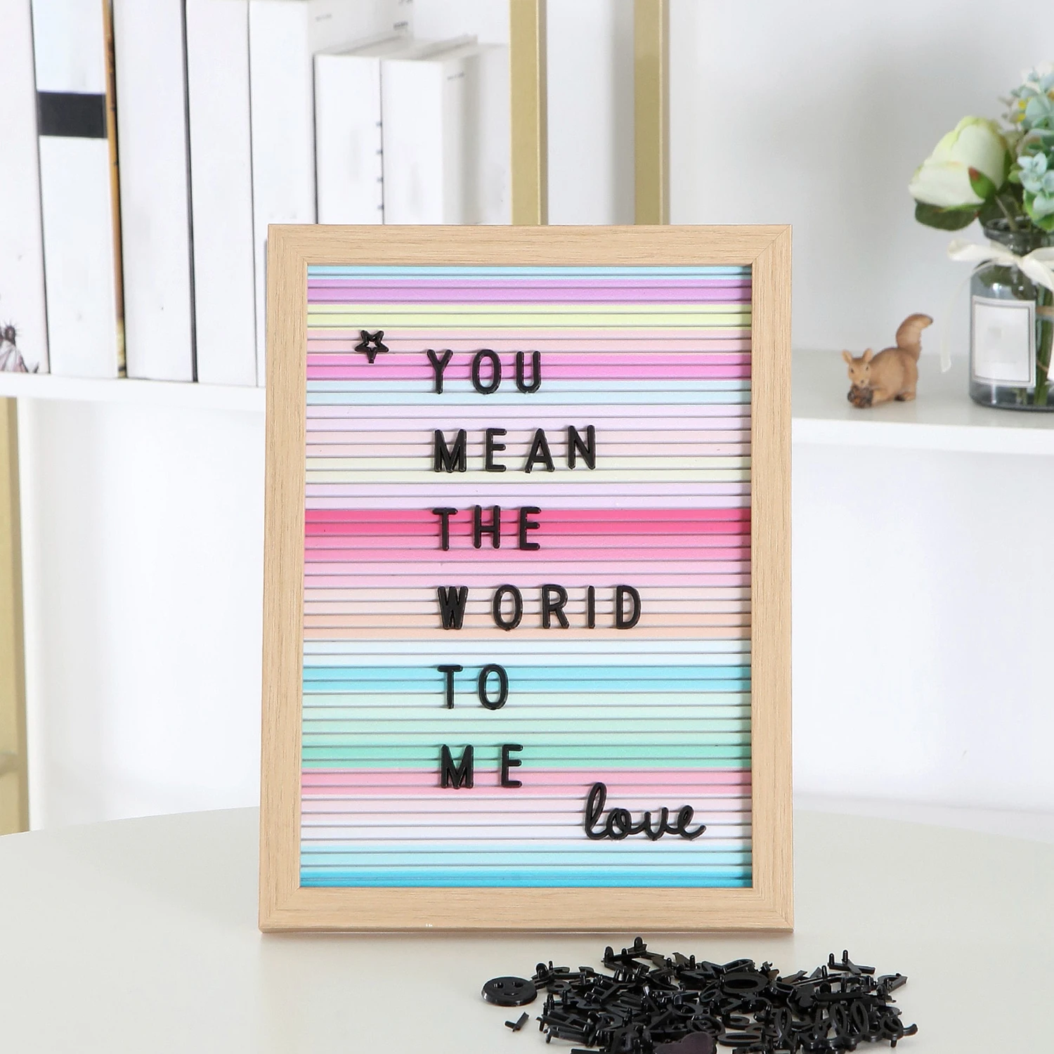 Wooden photo frame props Handmade felt alphanumeric message board photo props home decoration 1PC