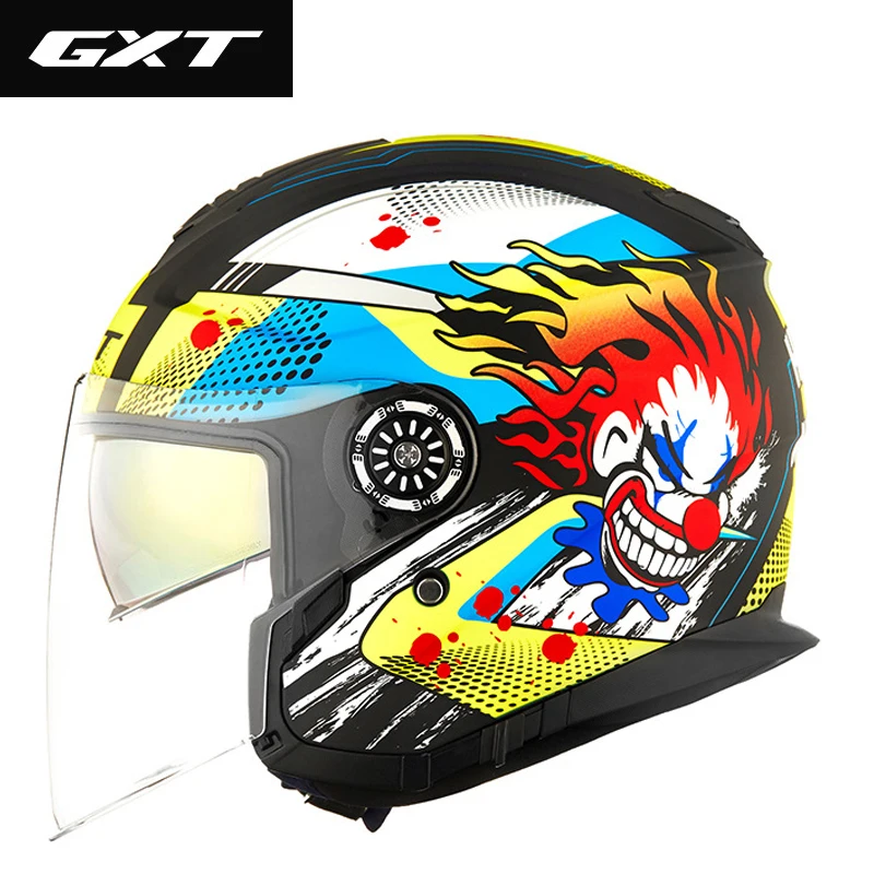 

GXT Original Motorcycle Scooter Motorbike Motocross Half Face Helmet Electric Safety Double Lens Helmet Women Men Casco Moto
