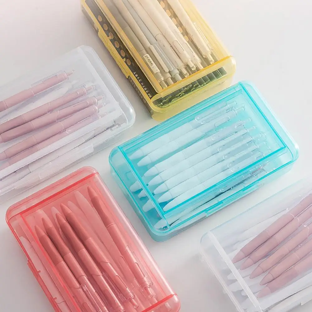 Stackable Pencil Box Pencil Storage Box Stackable Double Layer Transparent Plastic Case Capacity Stationery for Students