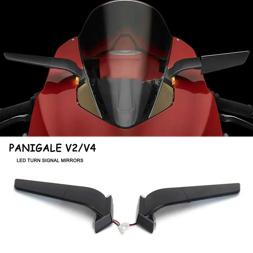 

For Ducati Panigale V4 2019-2022 PANIGALE V2 2020-2023 New Motorcycle Rear Side Rearview Mirrors with LED Light Invisible Mirror