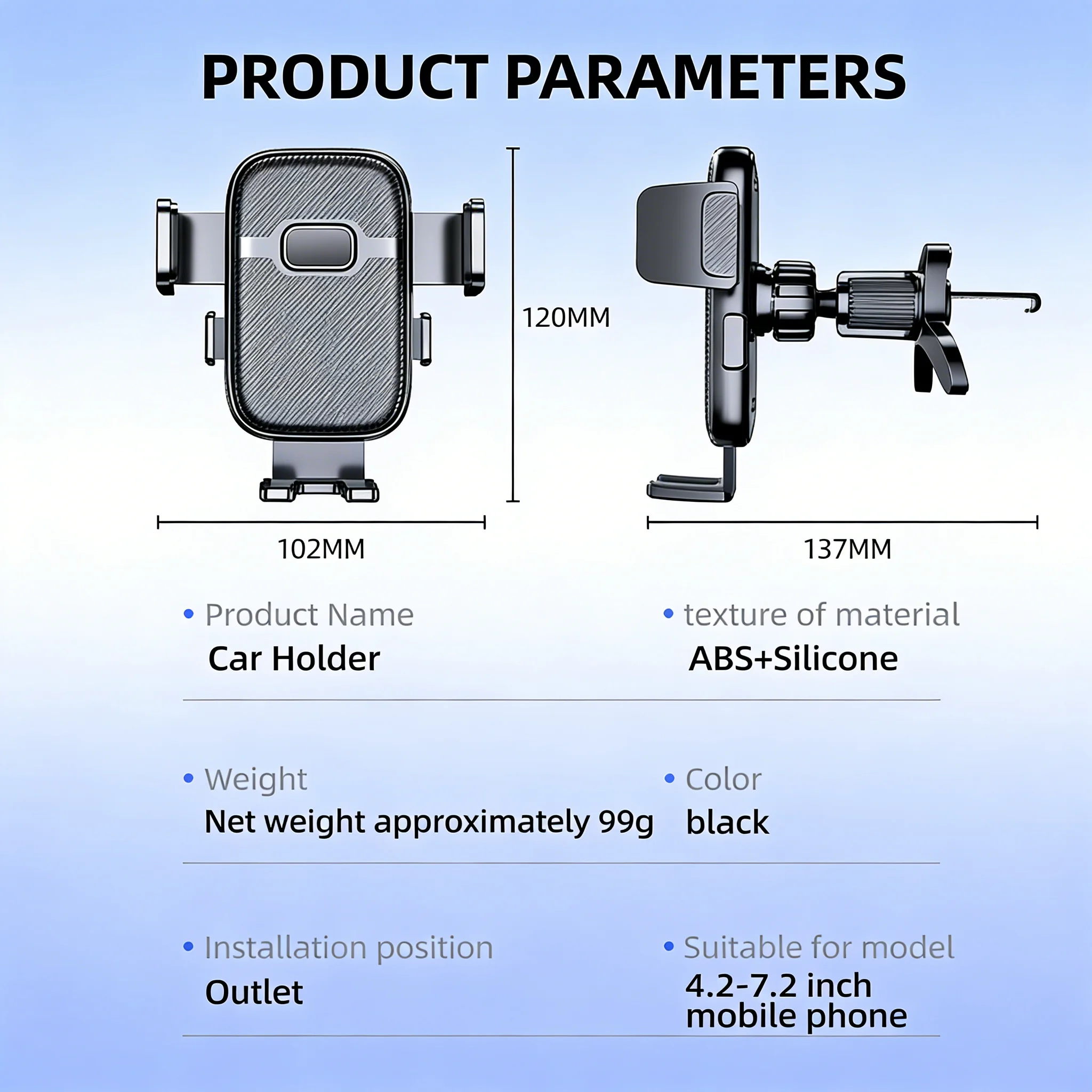 Supporto per telefono da auto a gravità per iPhone, Xiaomi, Samsung, supporto per cellulare da auto per cruscotto, parabrezza, bocchetta dell'aria. - Image 6