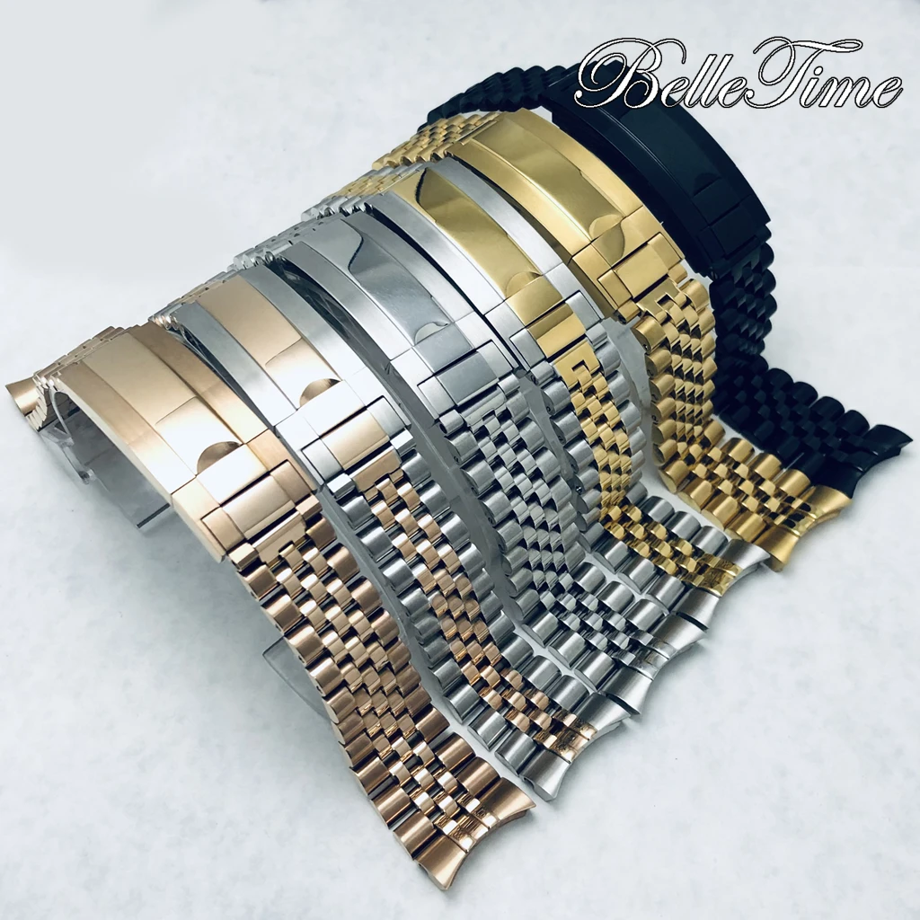 Premium 904L Stainless Steel Brushed & Polished Strap with Glide Lock Clasp, 20mm Width