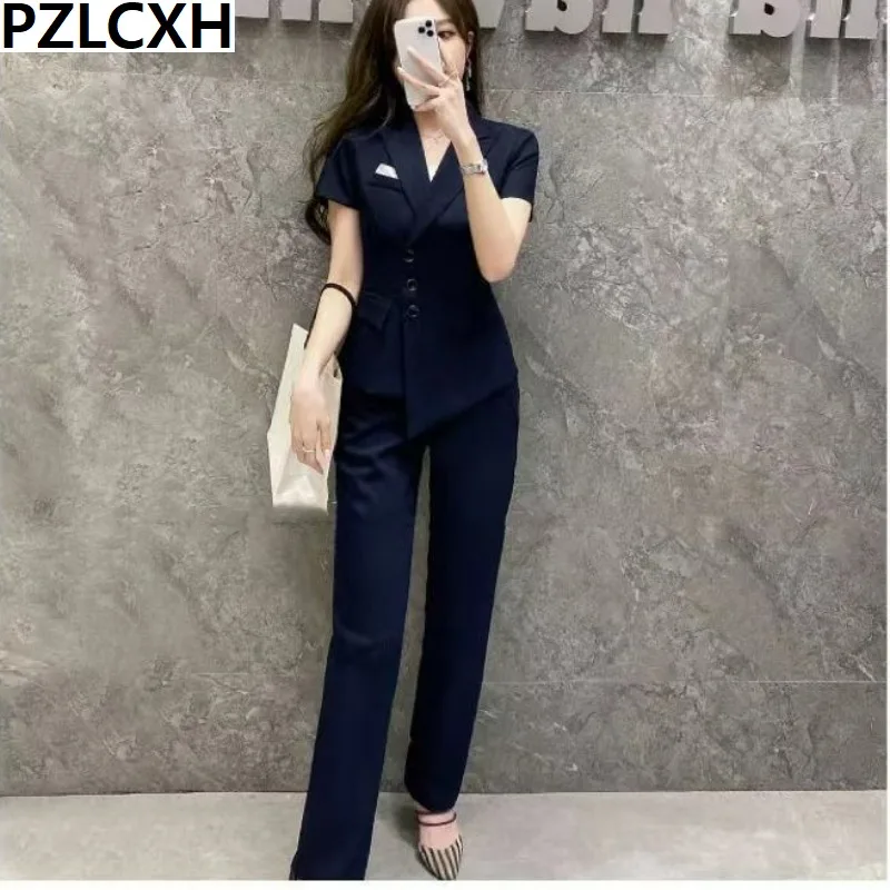 Spring Summer Thin Suit Set Women's New Temperament Simple Fashion Professional Dress Civil Service Jewelry Shop Work Clothes