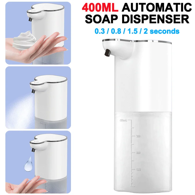 400ml Automatic Foam Soap Dispensers 4-Gears Smart Washing Hand Machine USB Charging for Bathroom