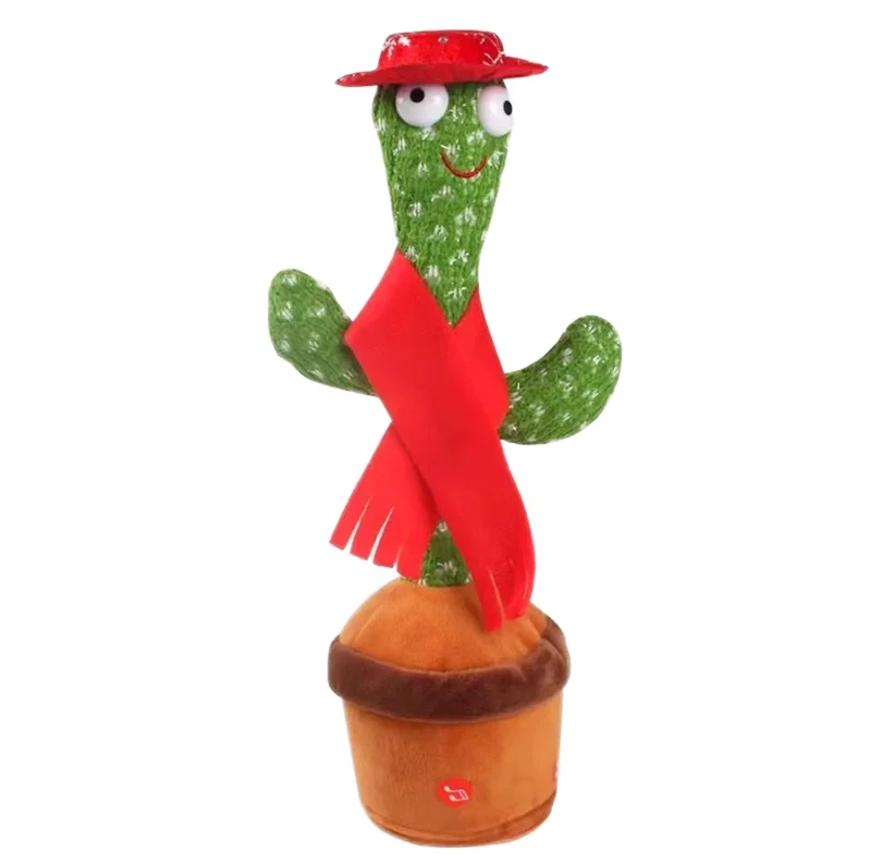 Hot-selling children's toys ring cactus doll learn to talk with music dance twist learning duck big white goose gift box