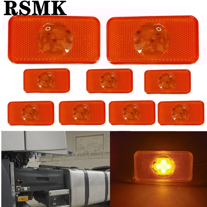 10pcs 24v Yellow Led Side Marker Lamp Truck Fm Fh Light Trailer Light