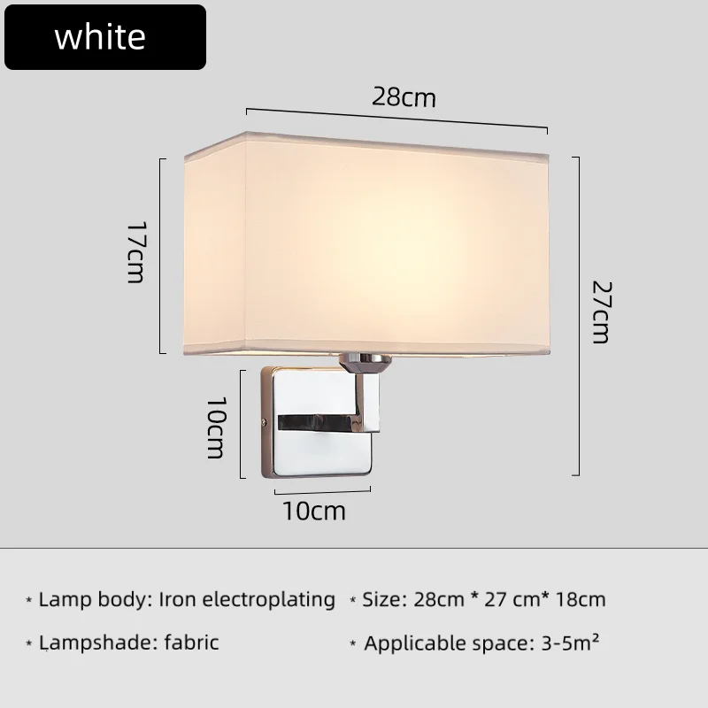 مصباح حائط من القماش الاسكندنافي مع مفتاح ، كشاف إ...